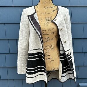 🖤🖤🖤Anthropologie small Elevenses soft wool jacket creamy grey black high low